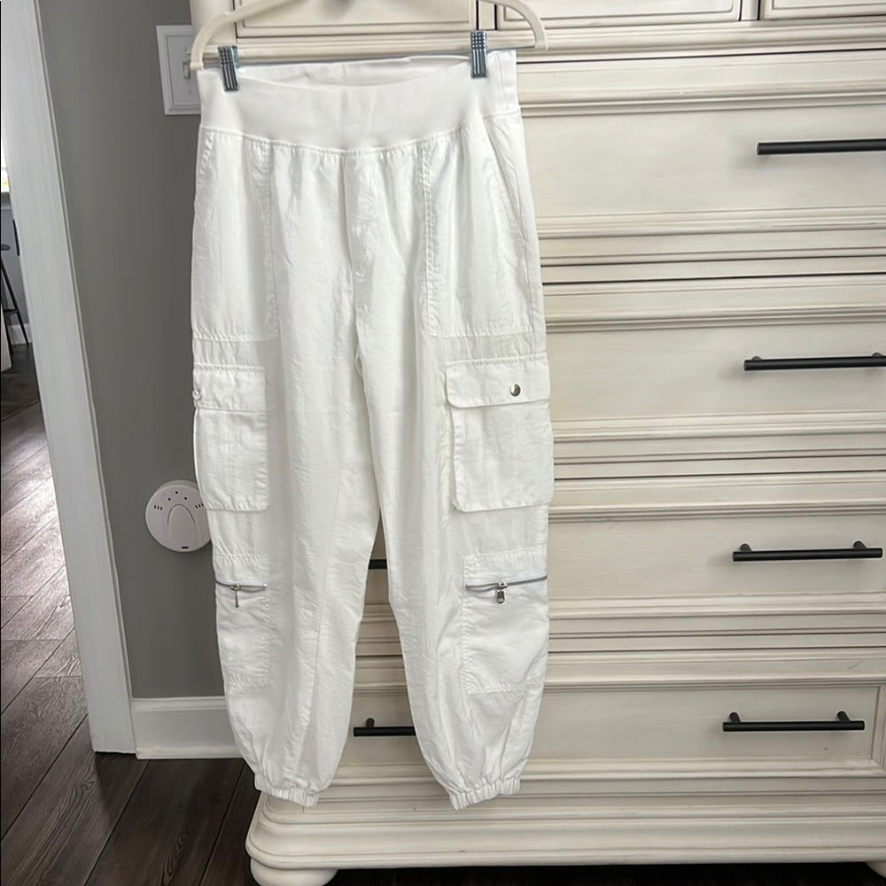 White Cargo Jogger Pants